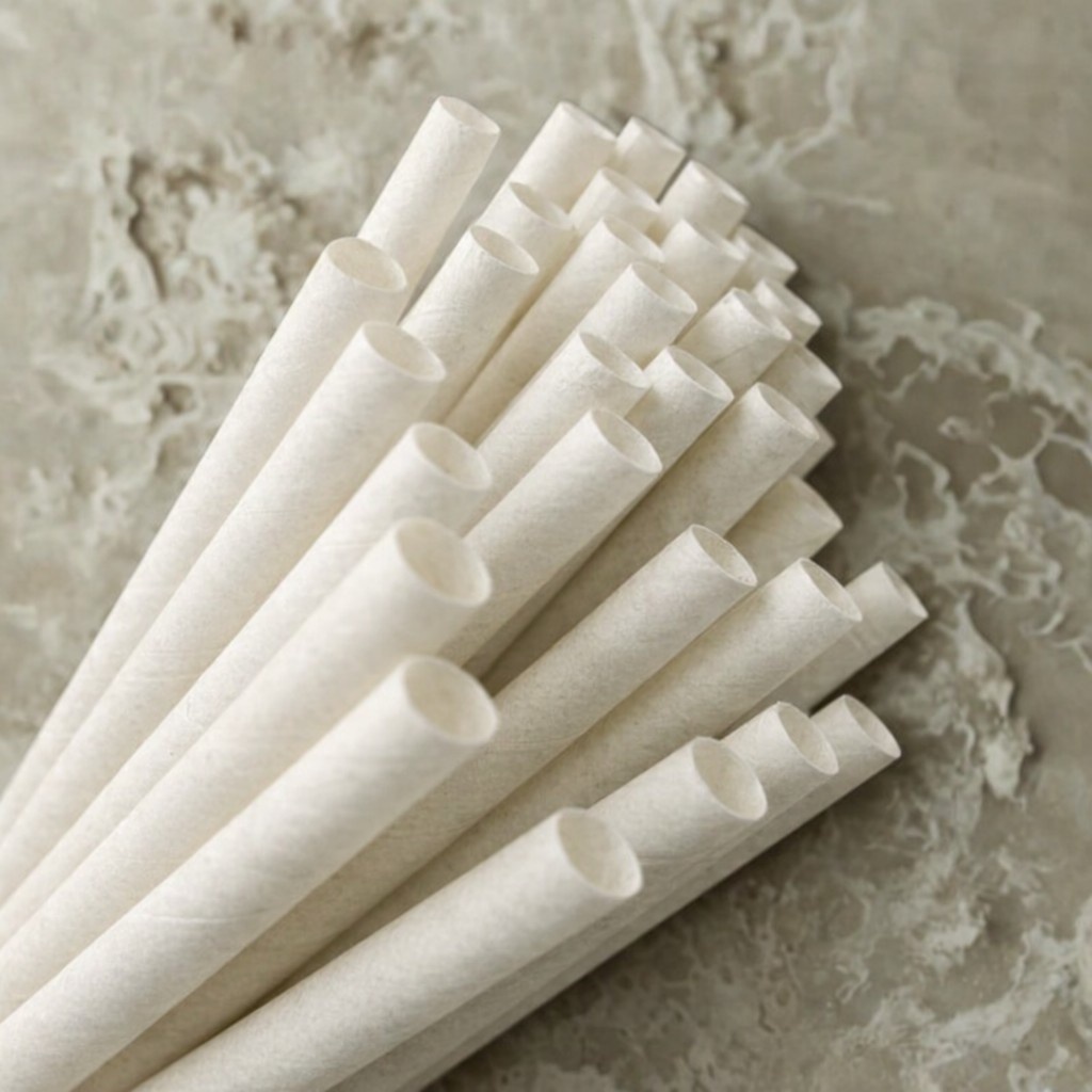 Paper straws arranged neatly