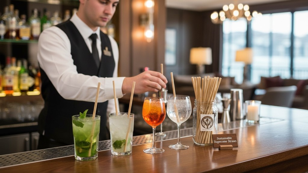Bartender creating cocktails at bar